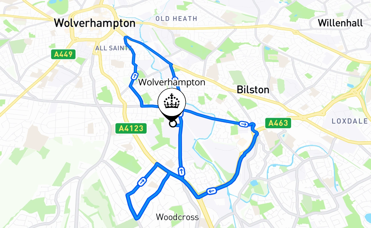 Wolverhampton 驾考路线 #2488 地图 - ENG 英国
