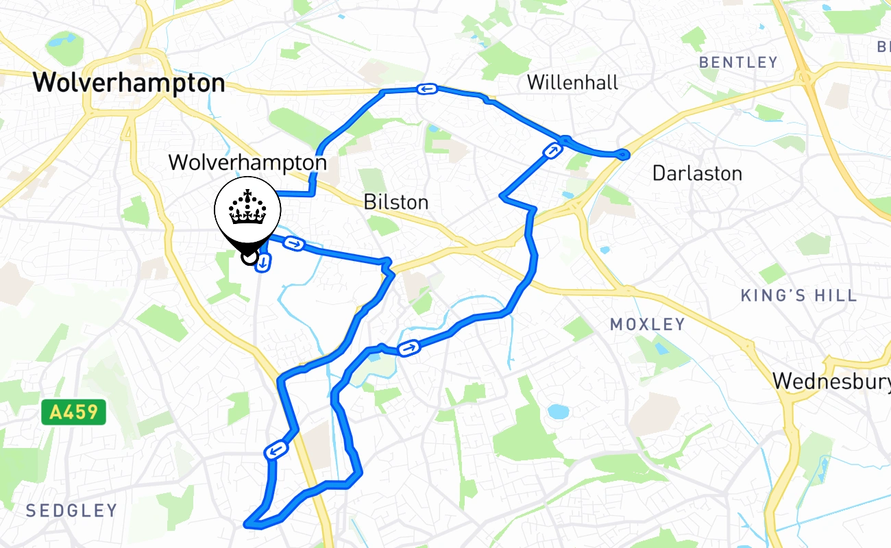 Wolverhampton 驾考路线 #2491 地图 - ENG 英国