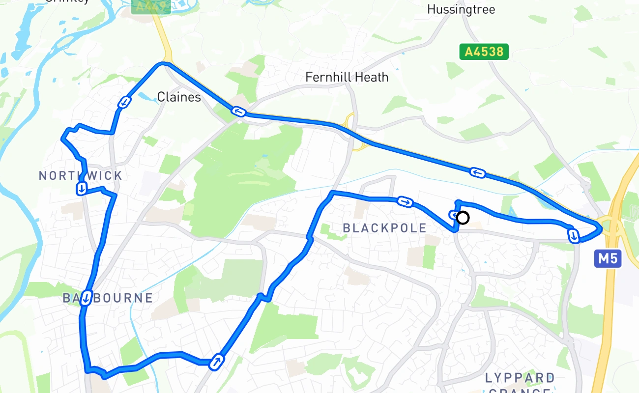 Worcester 驾考路线 #914 地图 - ENG 英国
