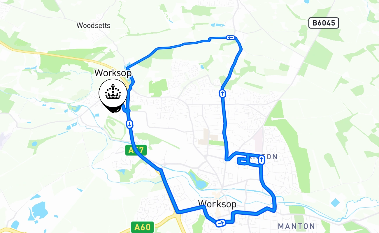 Worksop 驾考路线 #1692 地图 - ENG 英国
