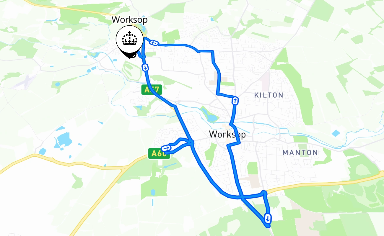 Worksop 驾考路线 #1693 地图 - ENG 英国
