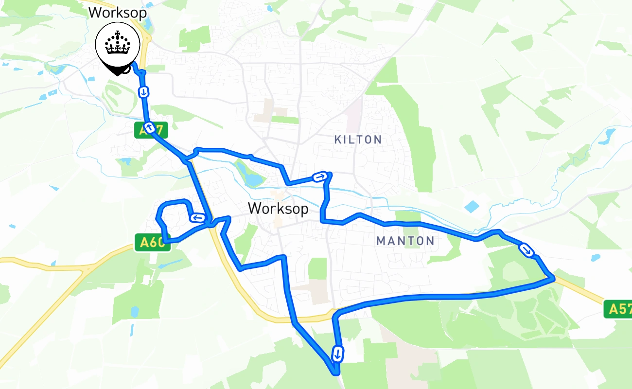 Worksop 驾考路线 #1704 地图 - ENG 英国