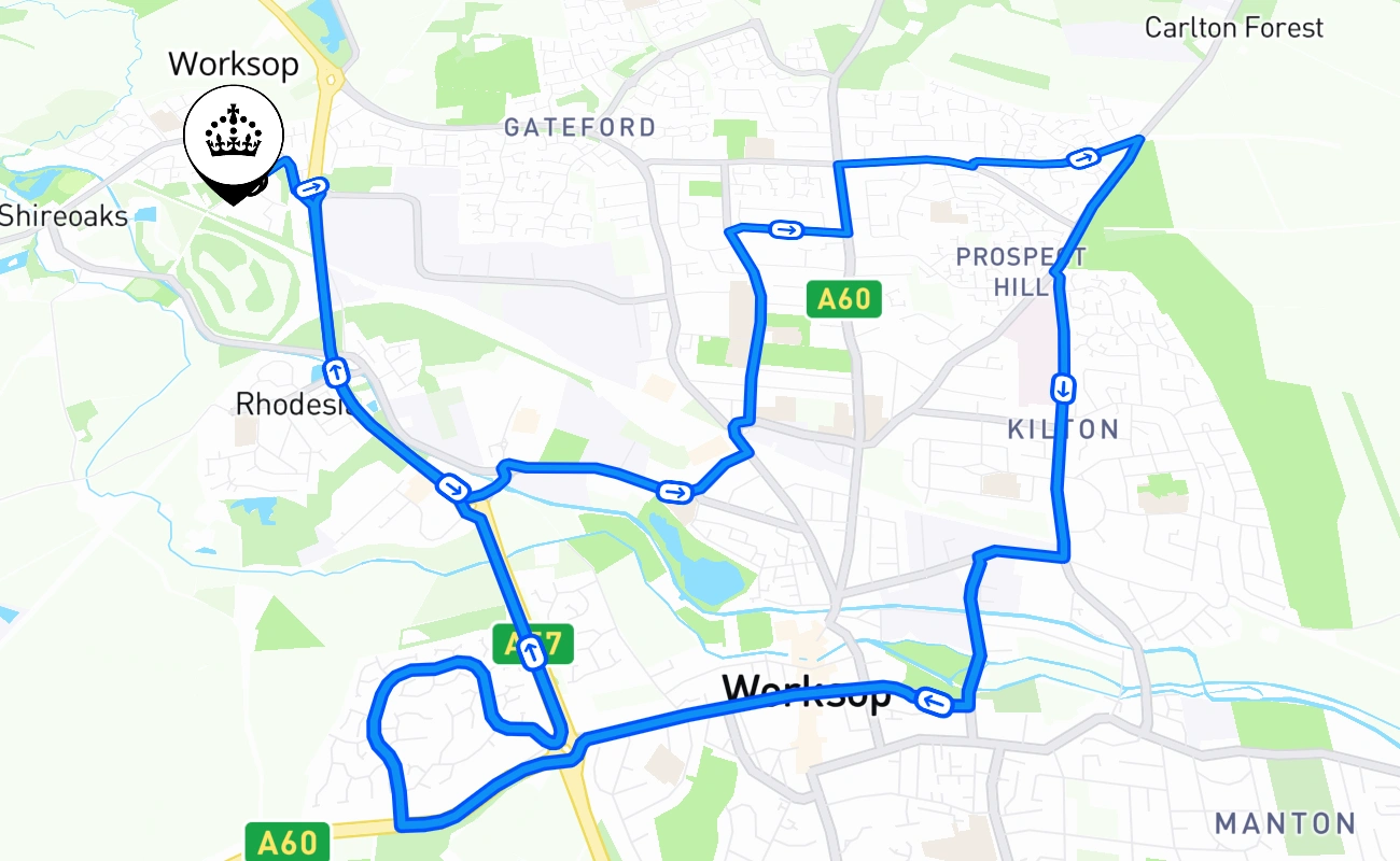 Worksop 驾考路线 #1705 地图 - ENG 英国