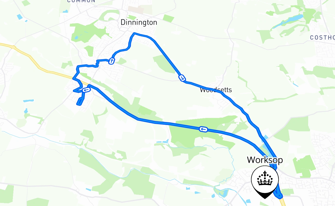 Worksop 驾考路线 #1706 地图 - ENG 英国