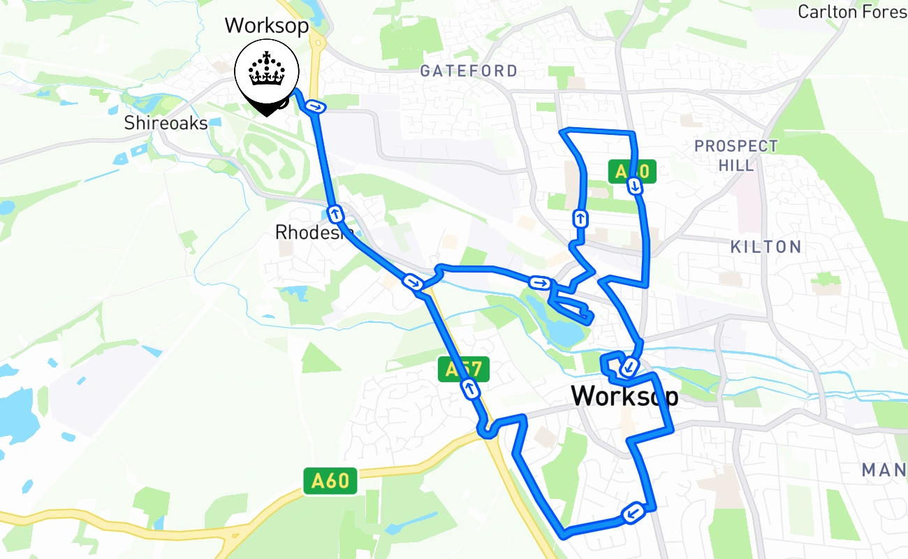 Worksop 驾考路线 #1707 地图 - ENG 英国
