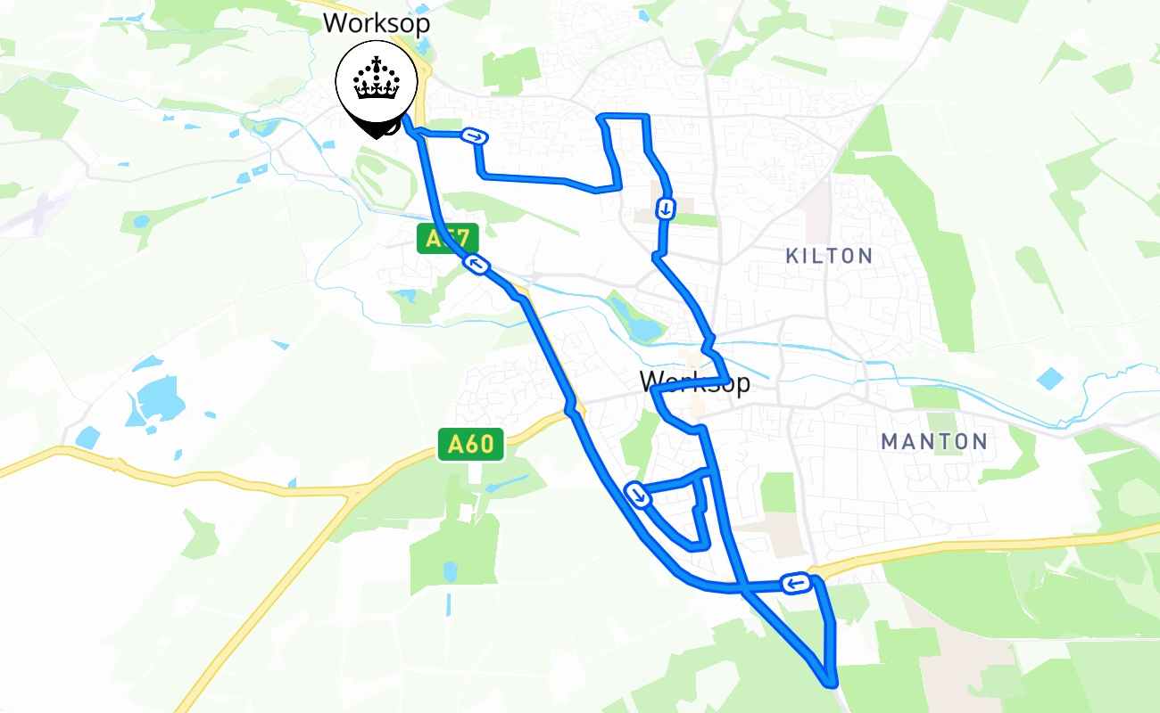 Worksop 驾考路线 #1708 地图 - ENG 英国