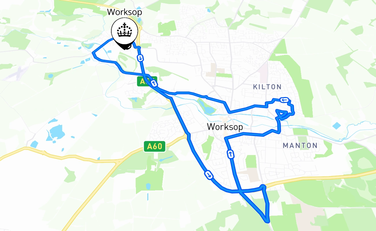 Worksop 驾考路线 #1709 地图 - ENG 英国