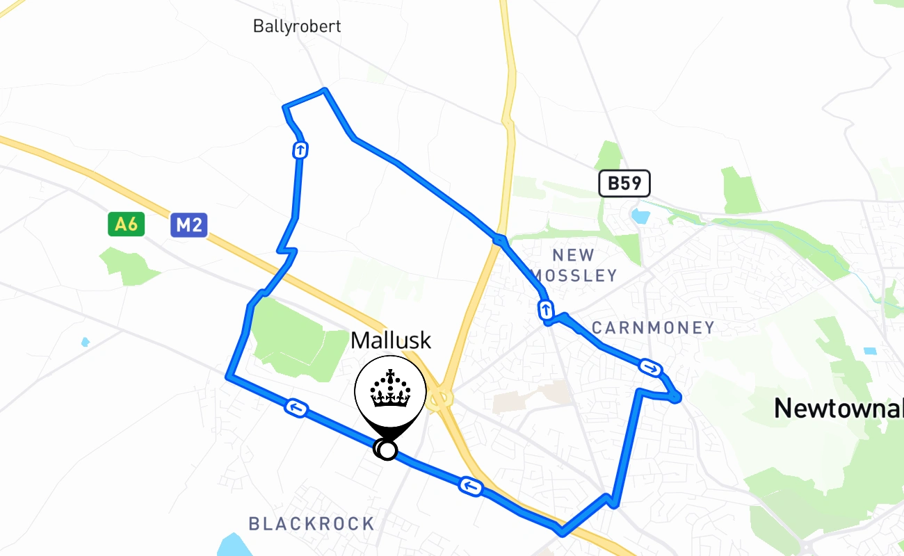 Mallusk 驾考路线 #756 地图 - NIR 英国