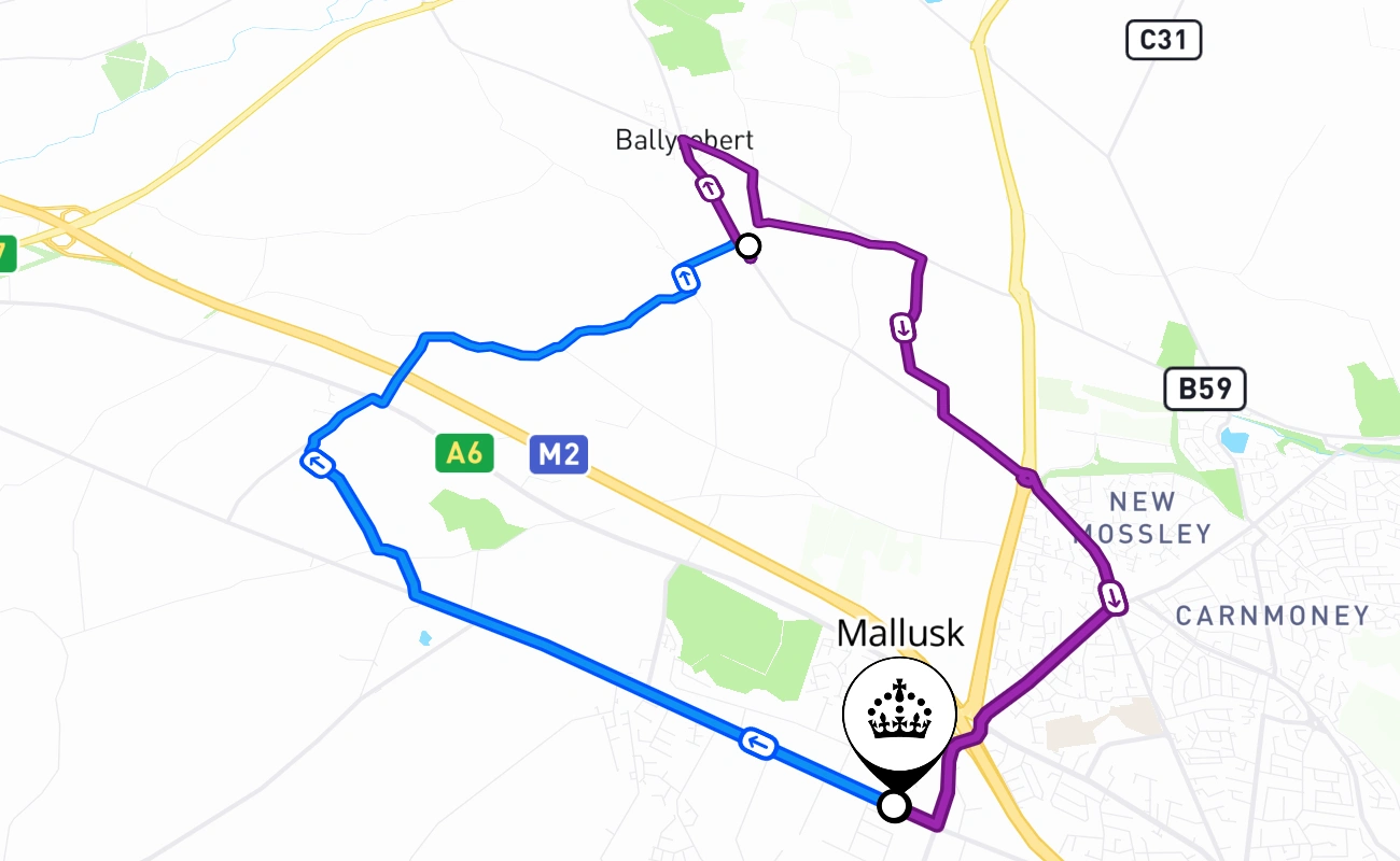 Mallusk 驾考路线 #762 地图 - NIR 英国