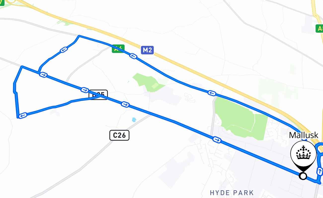 Mallusk 驾考路线 #763 地图 - NIR 英国