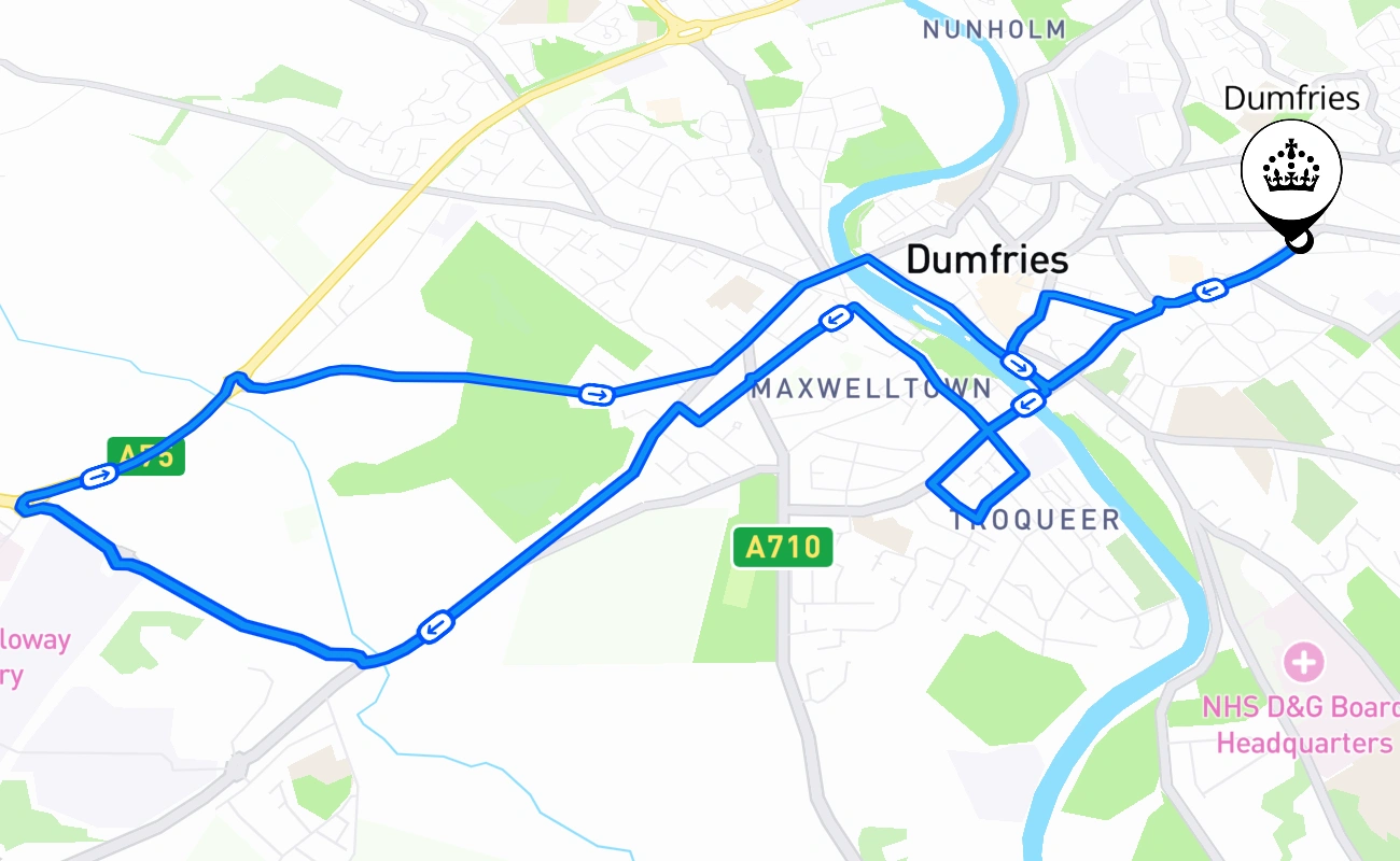 Dumfries 驾考路线 #2450 地图 - SCT 英国