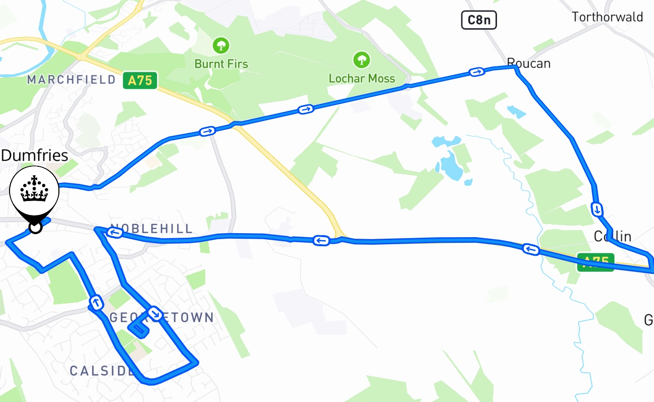 Dumfries 驾考路线 #2451 地图 - SCT 英国
