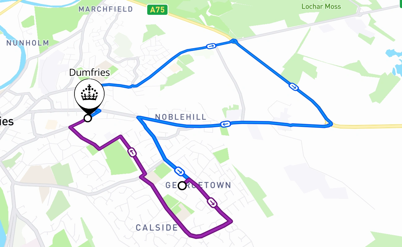 Dumfries 驾考路线 #2452 地图 - SCT 英国