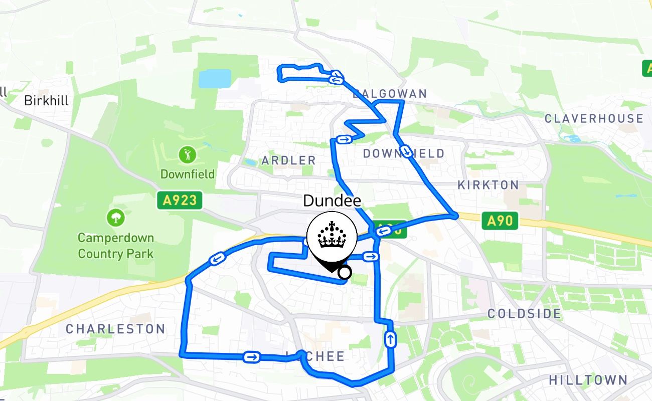 Dundee 驾考路线 #2398 地图 - SCT 英国