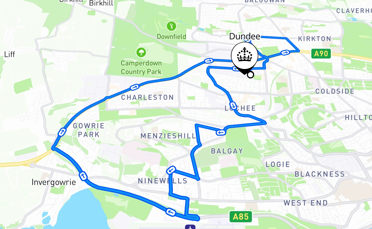 Dundee 驾考路线 #2399 地图 - SCT 英国
