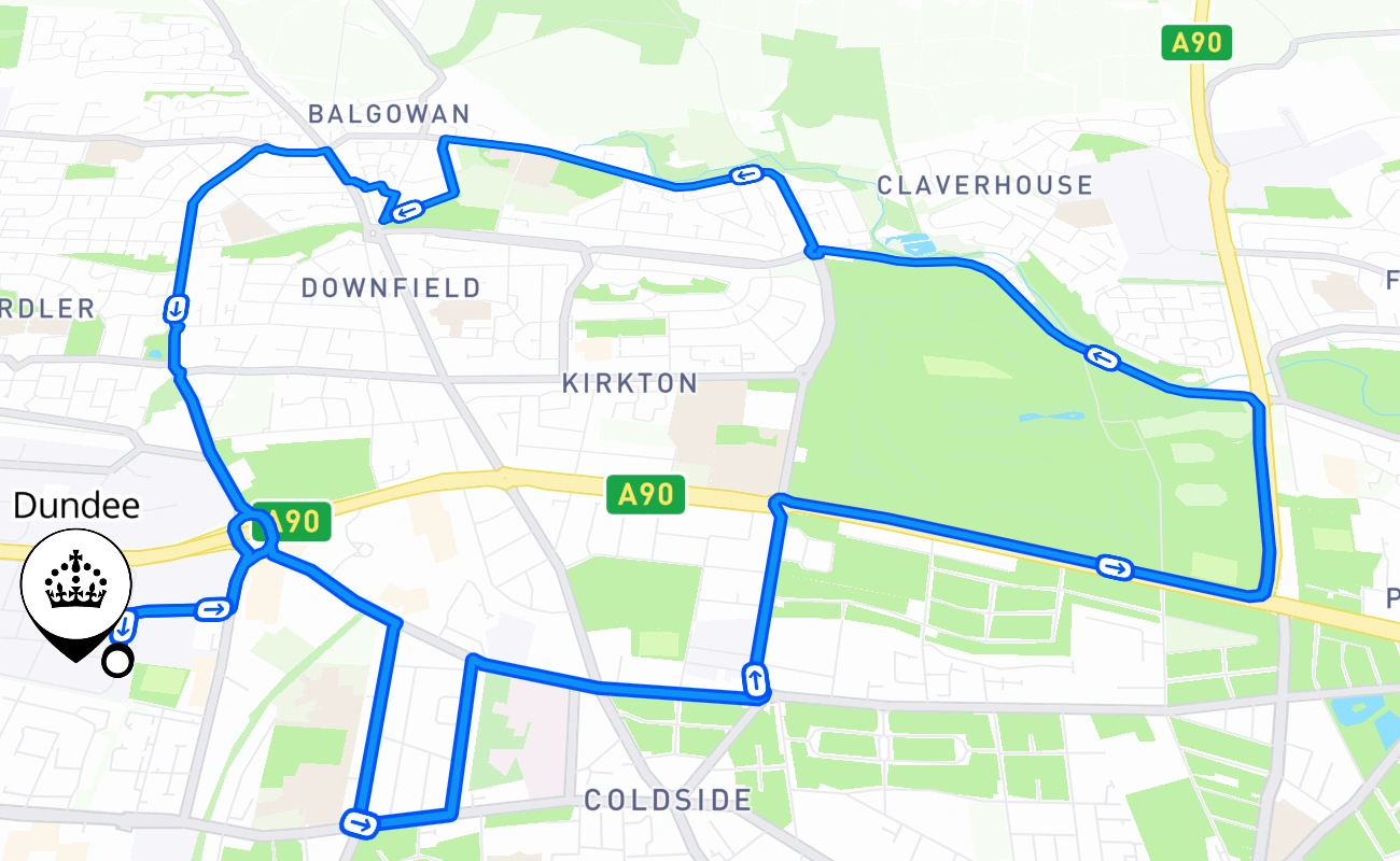 Dundee 驾考路线 #2400 地图 - SCT 英国