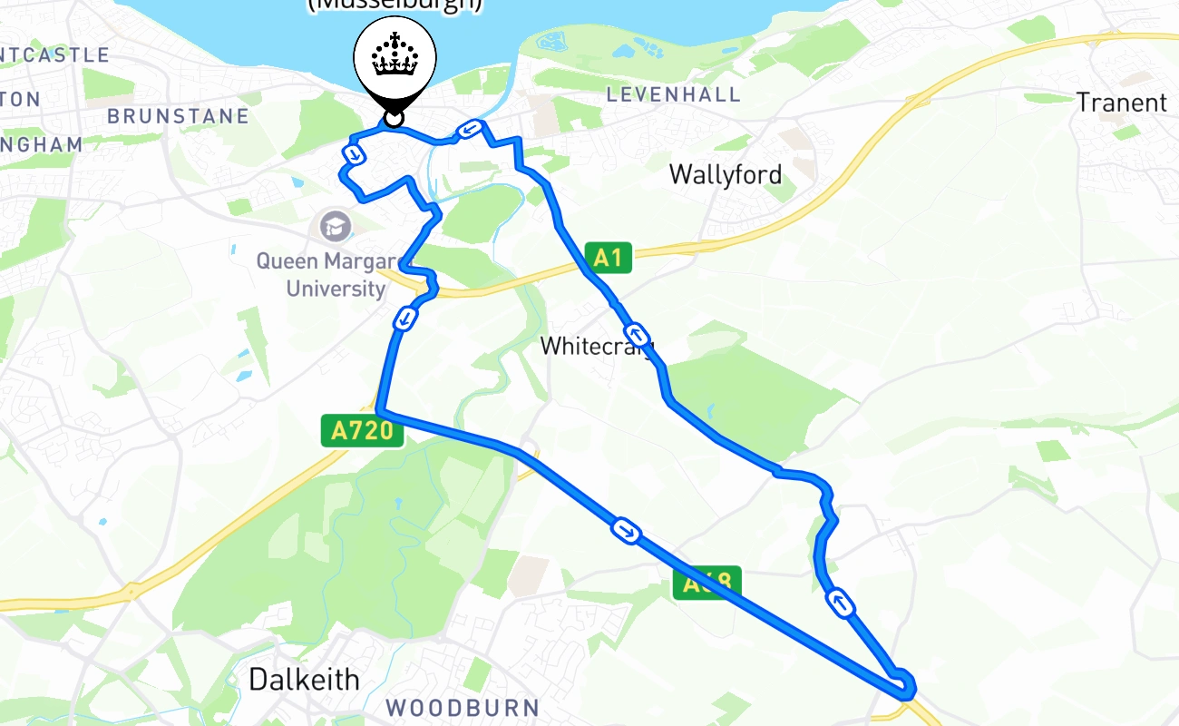 Edinburgh (Musselburgh) 驾考路线 #2448 地图 - SCT 英国