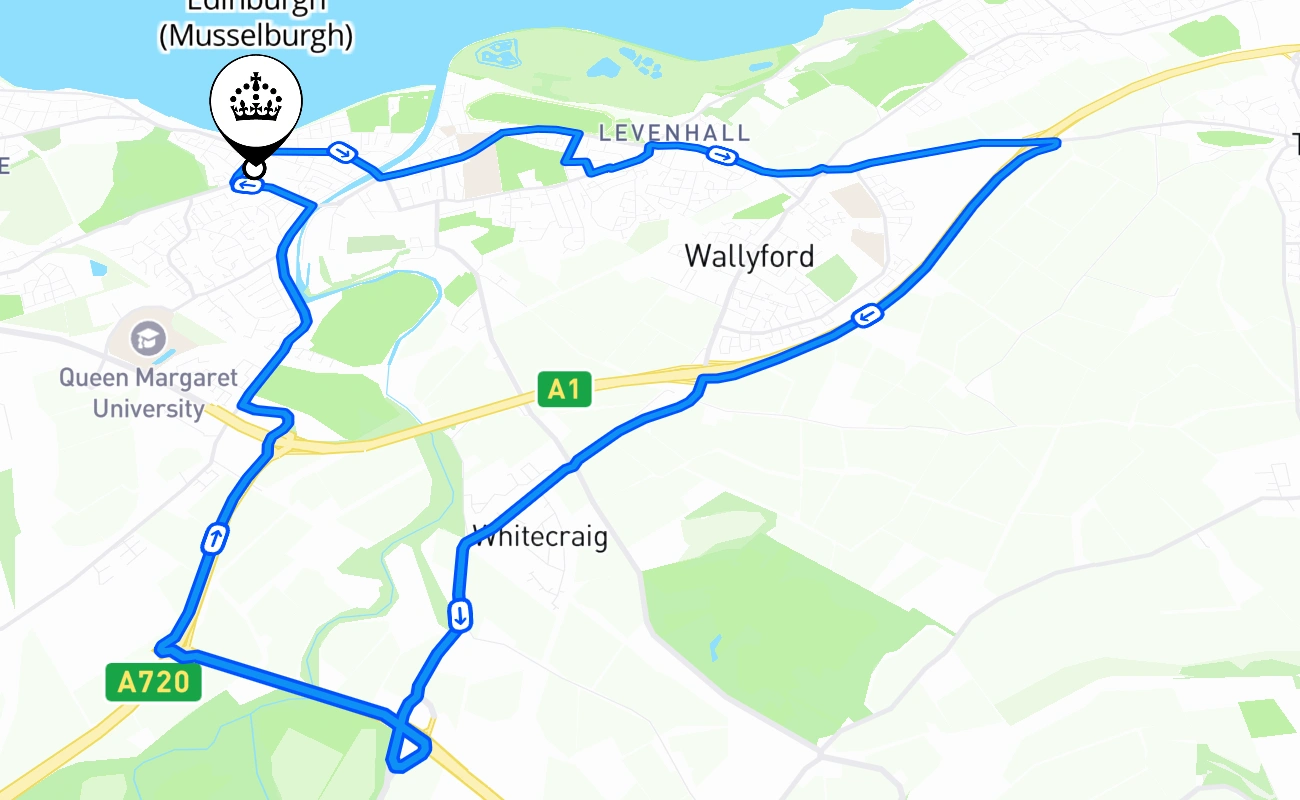 Edinburgh (Musselburgh) 驾考路线 #2449 地图 - SCT 英国