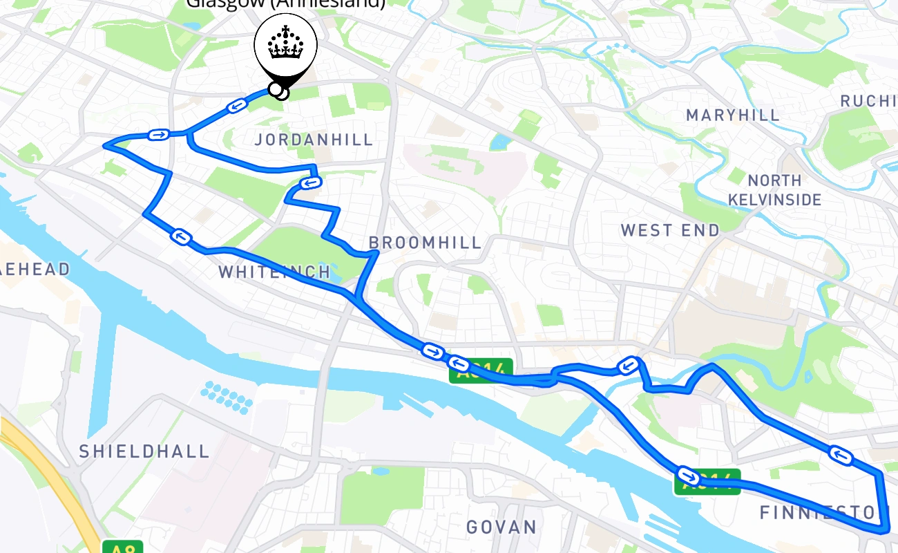 Glasgow (Anniesland) 驾考路线 #2670 地图 - SCT 英国