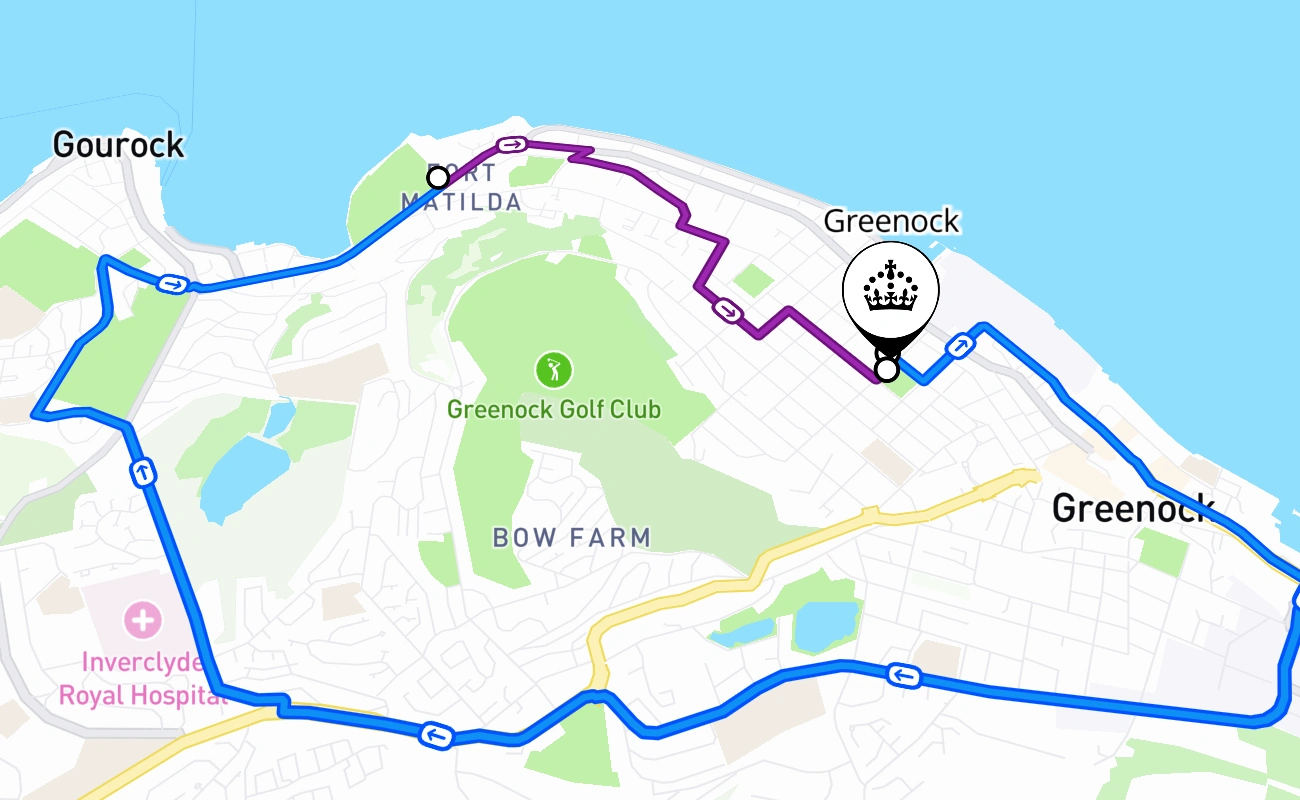 Greenock driving test route #2142 map - SCT United Kingdom