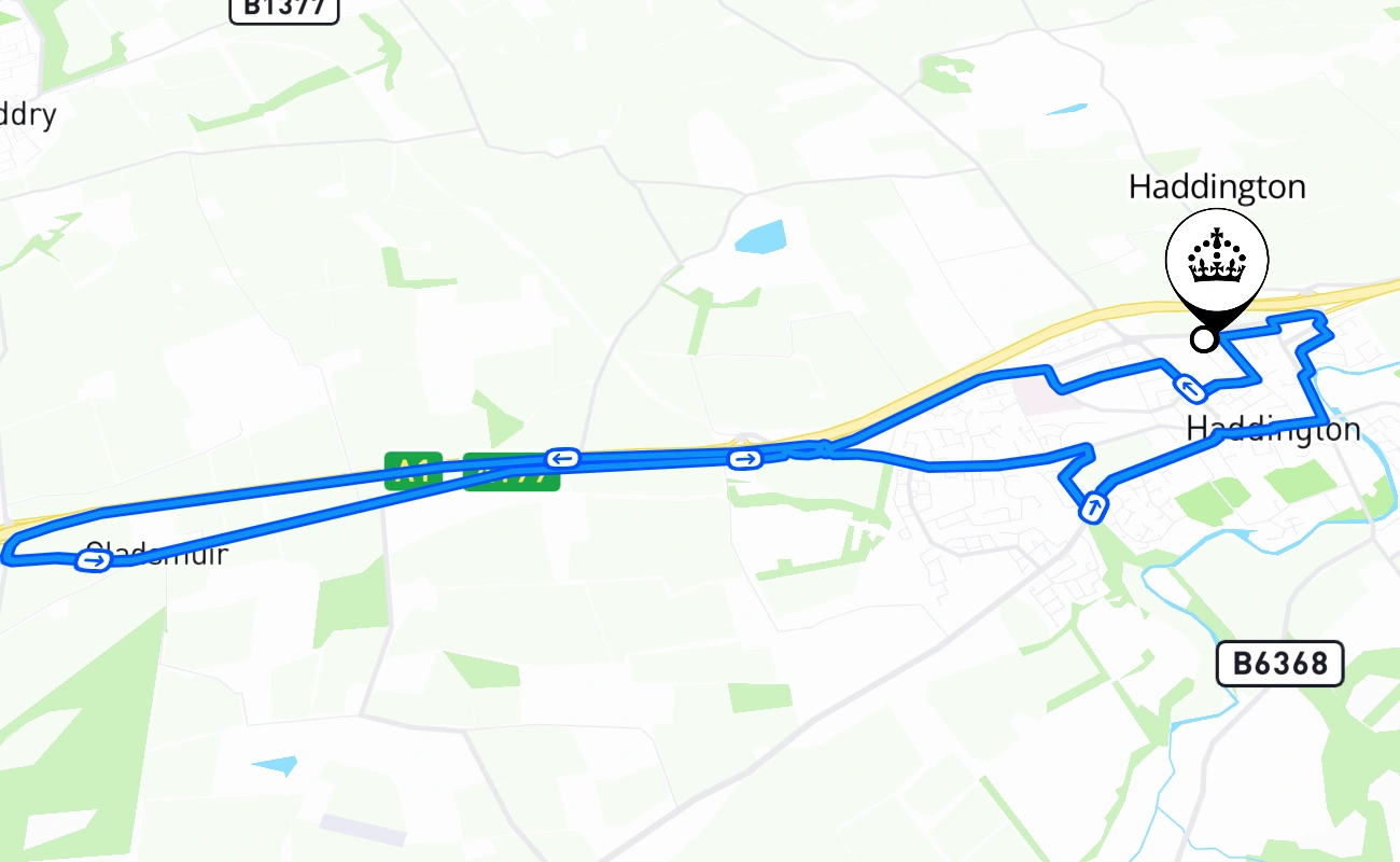 Haddington 驾考路线 #2514 地图 - SCT 英国