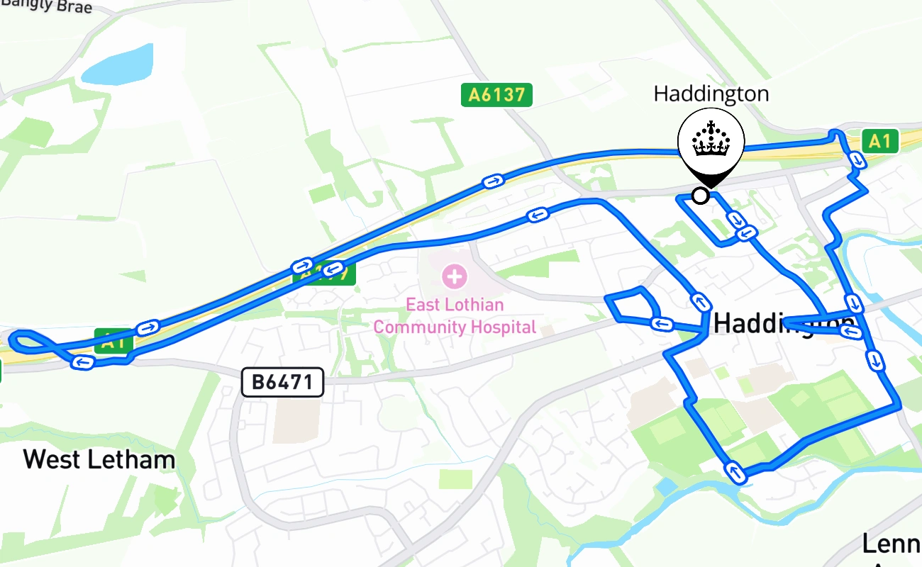 Haddington 驾考路线 #2731 地图 - SCT 英国