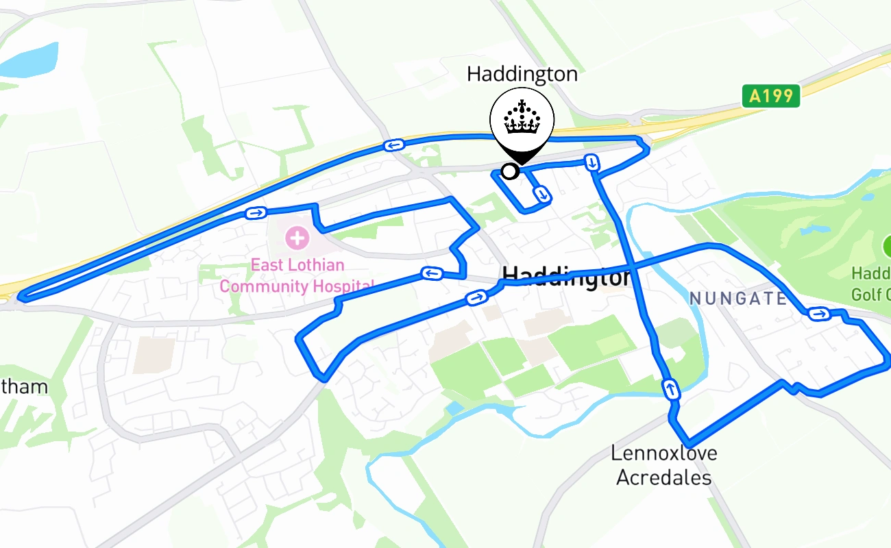 Haddington 驾考路线 #2732 地图 - SCT 英国