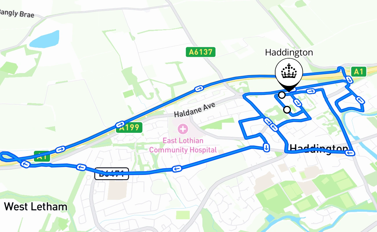 Haddington 驾考路线 #2733 地图 - SCT 英国