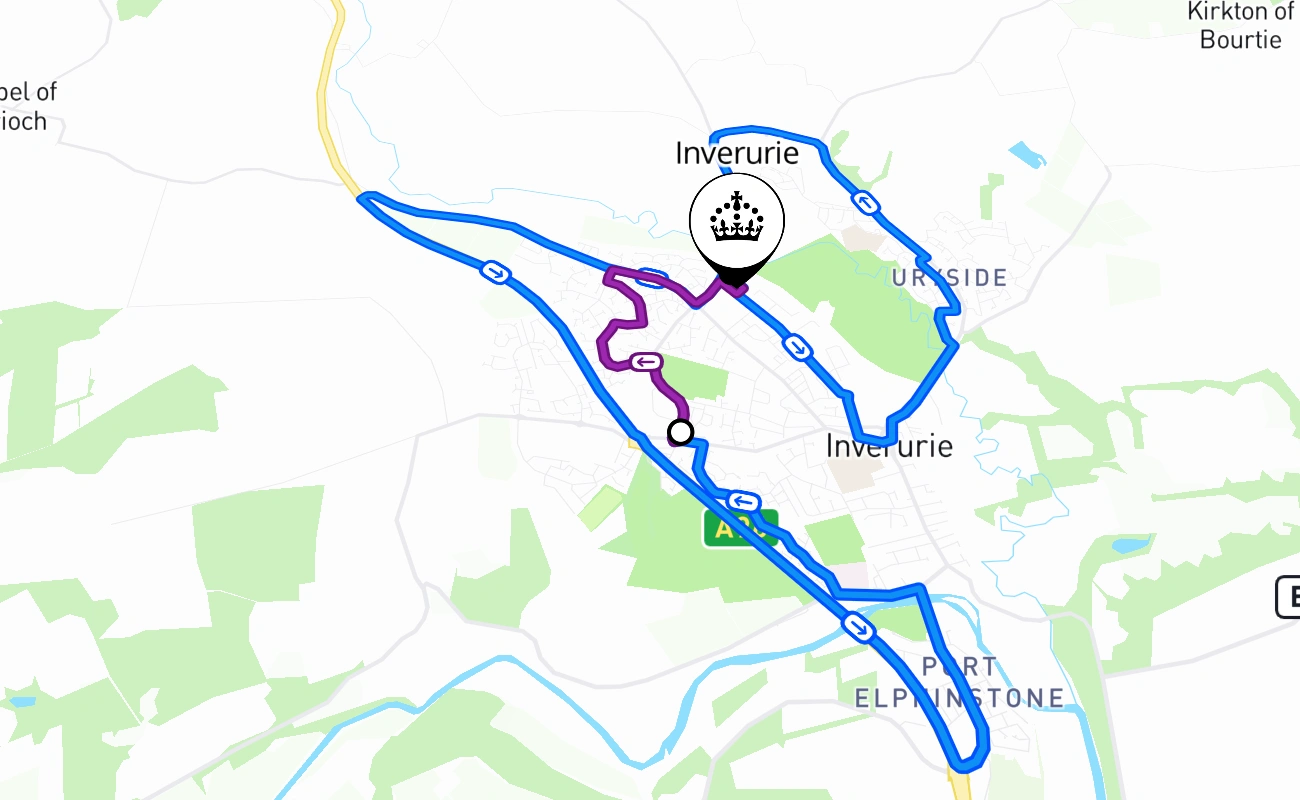 Inverurie 驾考路线 #2642 地图 - SCT 英国