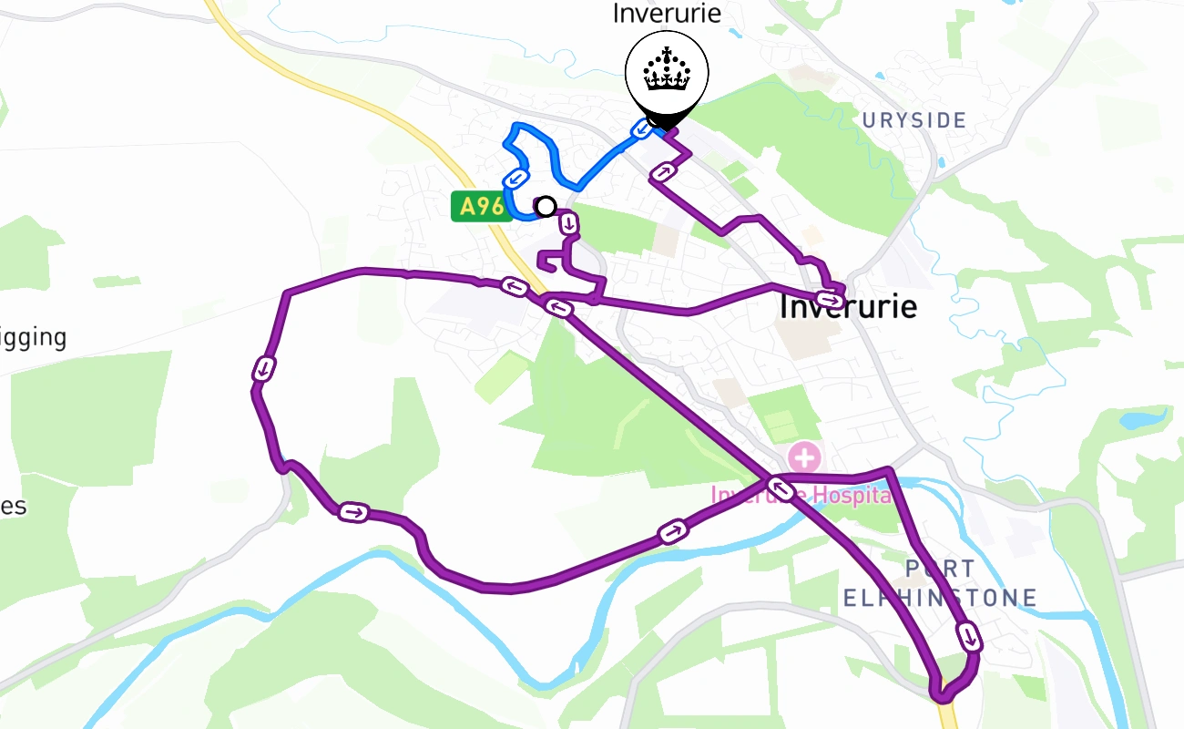 Inverurie 驾考路线 #2643 地图 - SCT 英国