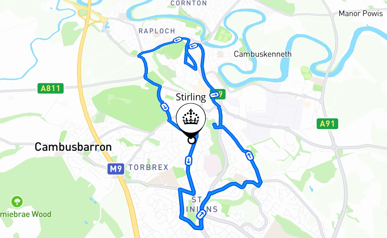 Stirling 驾考路线 #1555 地图 - SCT 英国