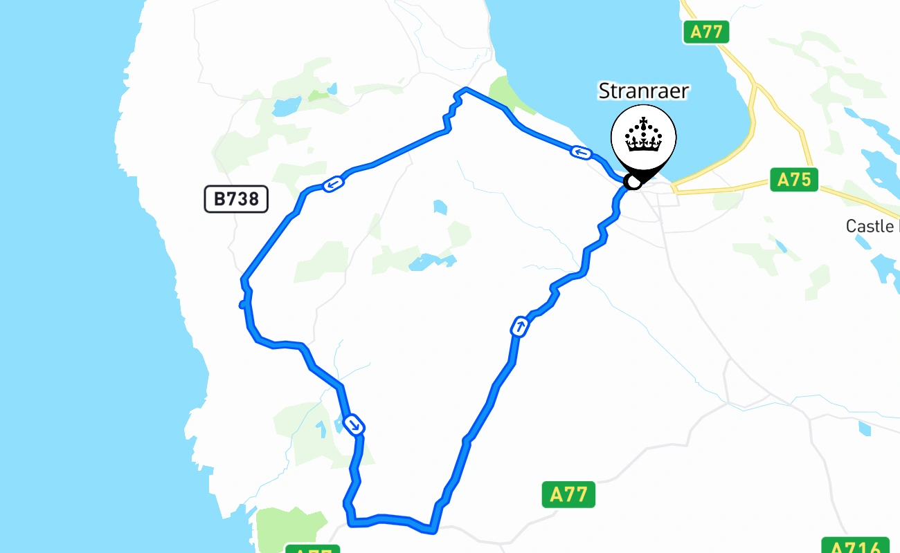 Stranraer driving test route #2013 map - SCT United Kingdom
