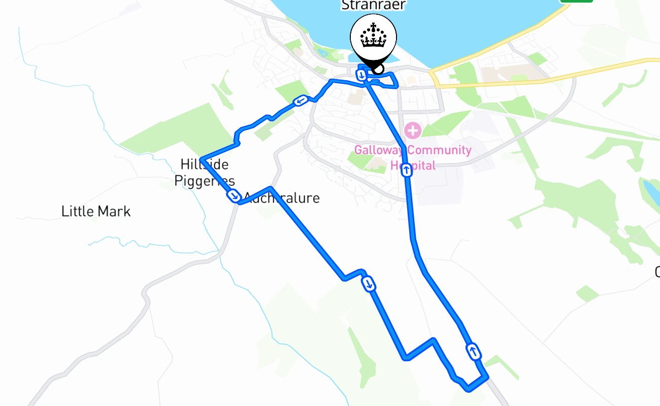 Stranraer driving test route #2016 map - SCT United Kingdom