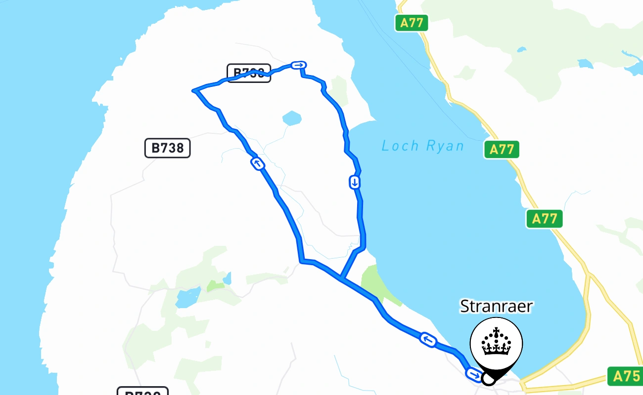 Stranraer driving test route #2017 map - SCT United Kingdom