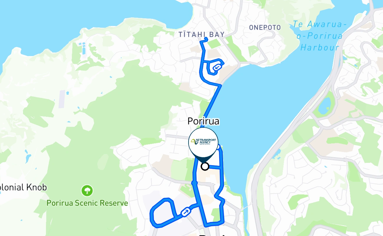Porirua 驾考路线 #844 地图 - WGN 新西兰