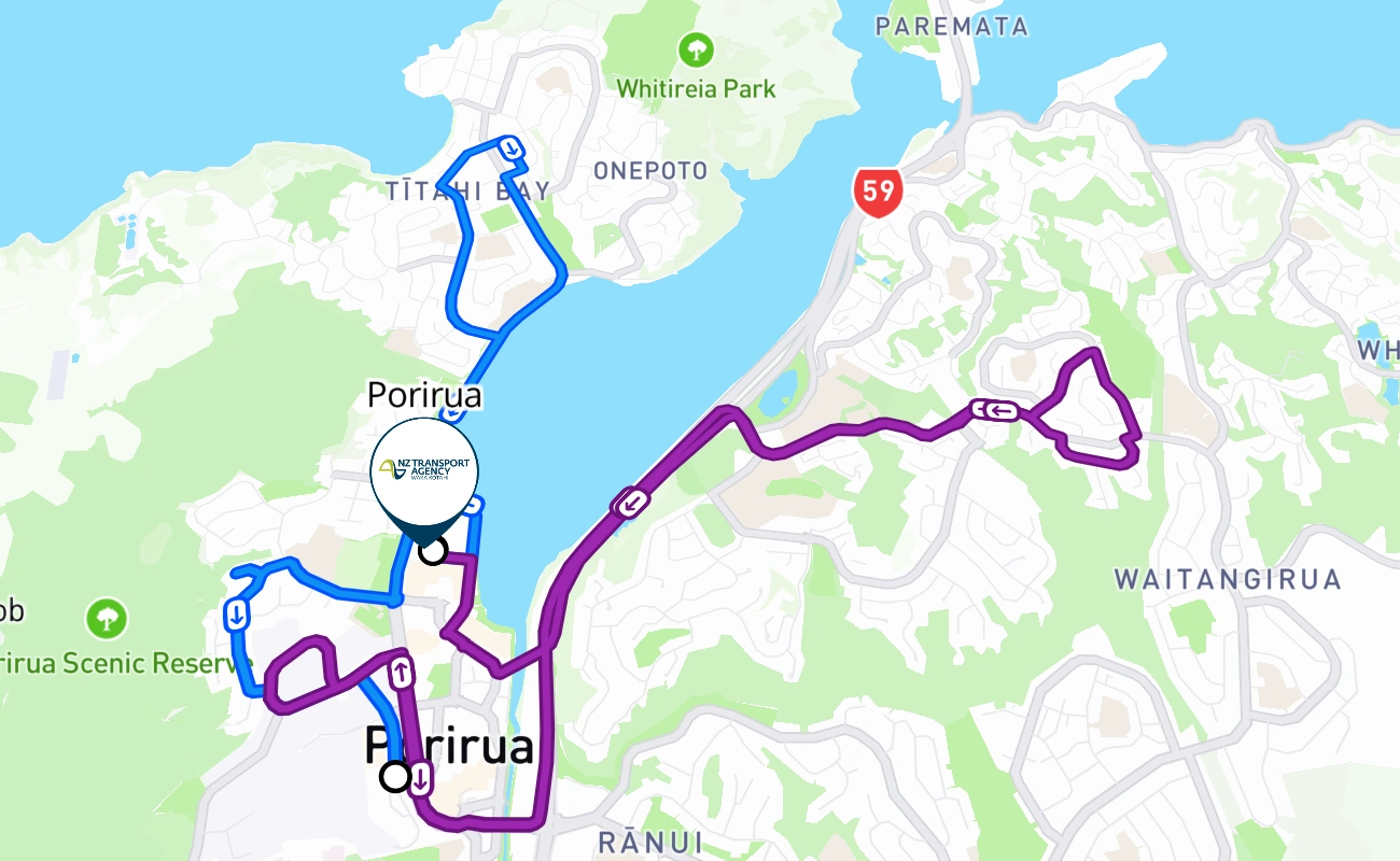 Porirua driving test route #843 map - WGN New Zealand