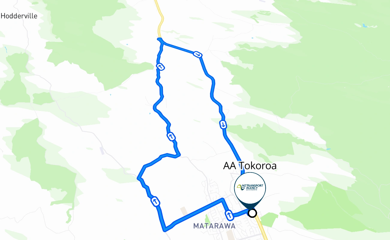 AA Tokoroa 驾考路线 #2047 地图 - WKO 新西兰