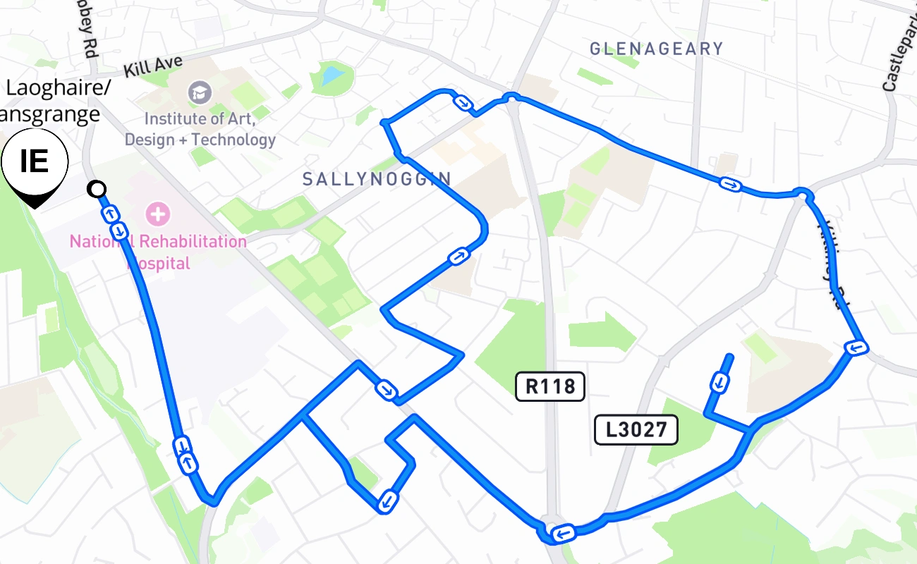 Dun Laoghaire/Deansgrange 驾考路线 #2795 地图 - 伦斯特省 爱尔兰