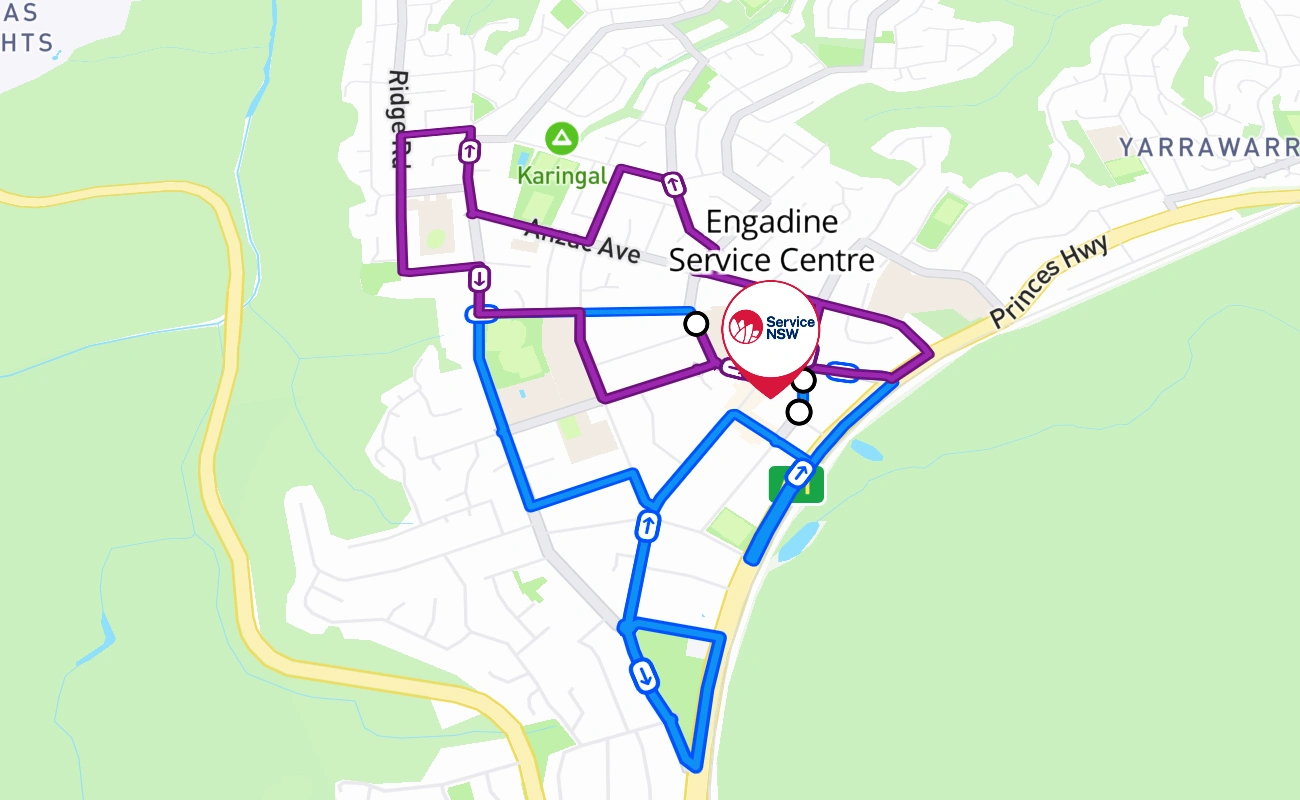 Engadine Service Centre 驾考路线 #812 地图 - NSW 澳大利亚