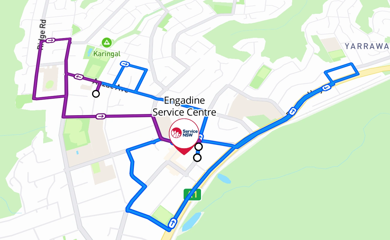 Engadine Service Centre 驾考路线 #814 地图 - NSW 澳大利亚