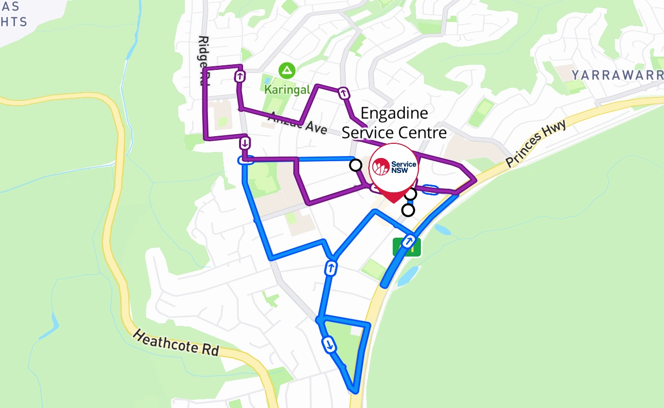 Engadine Service Centre 驾考路线 #812 地图 - NSW 澳大利亚